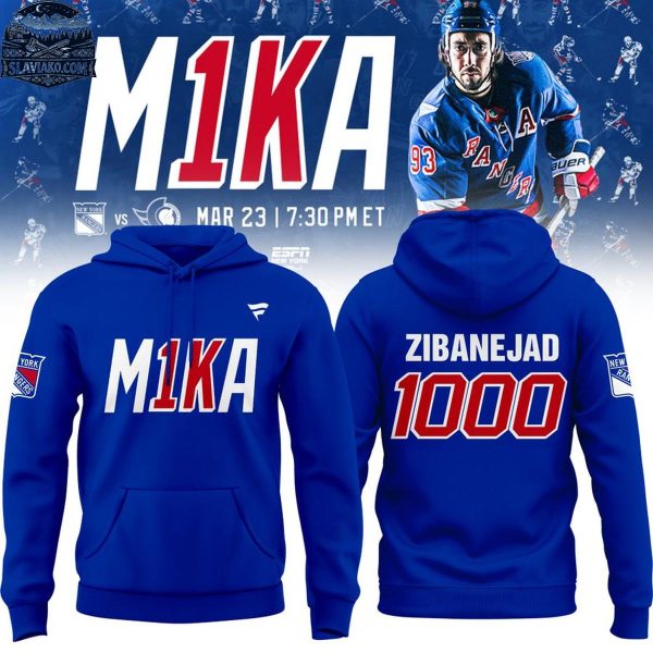 New York Rangers M1KA Night Mika Zibanejad 1000 NHL Games 2026 Hoodie