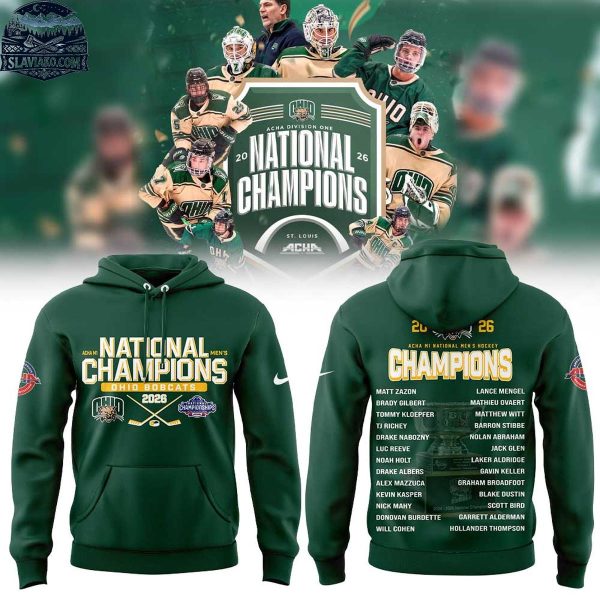 Ohio Bobcats 2026 ACHA M1 National Men’s Hockey Champions Hoodie Shirts