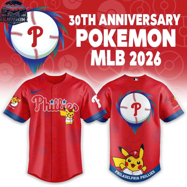 Philadelphia Phillies 30th Anniversary Pokemon Night 2026 Baseball Jersey