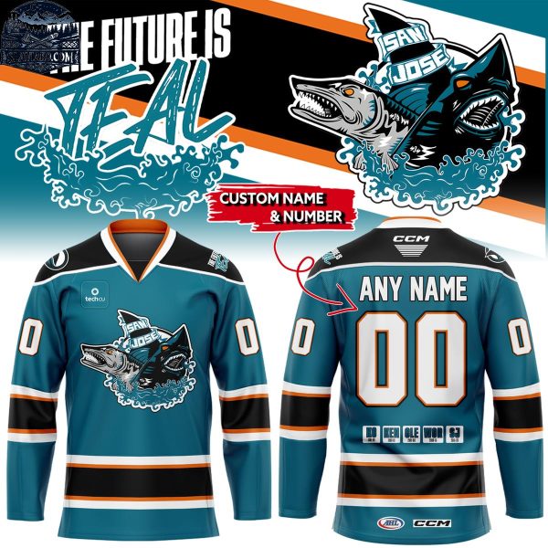 San Jose Barracuda Teal Future Night 2026 Personalized Hockey Jersey